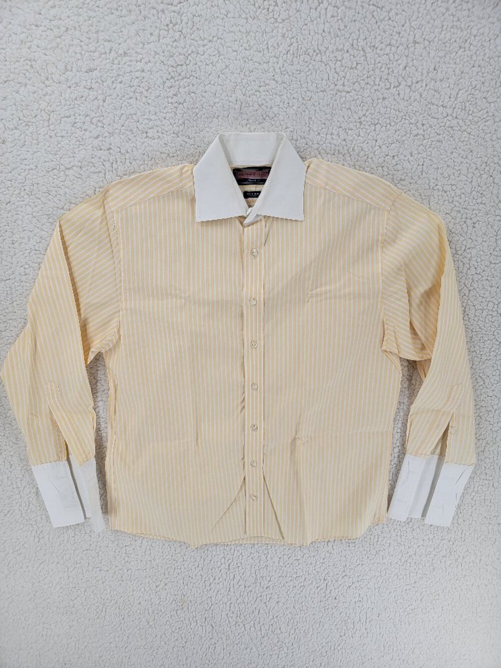 Vineyard Vines Oxford Yellow 2 Ply Cotton Striped Button Up Dress Shirt 15 1/2 R